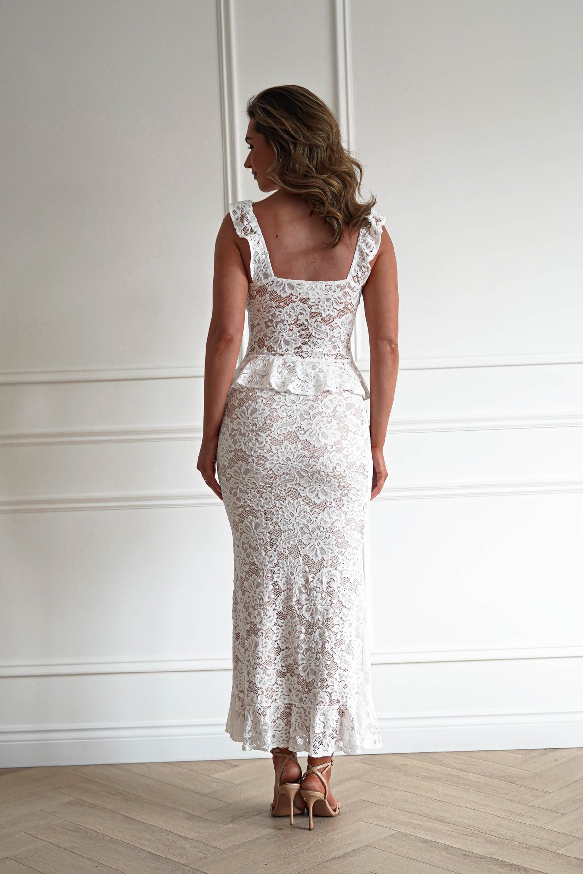 Hailey Lace Top and Skirt Set | Ivory/Nude/White-Oh Hello Clothing