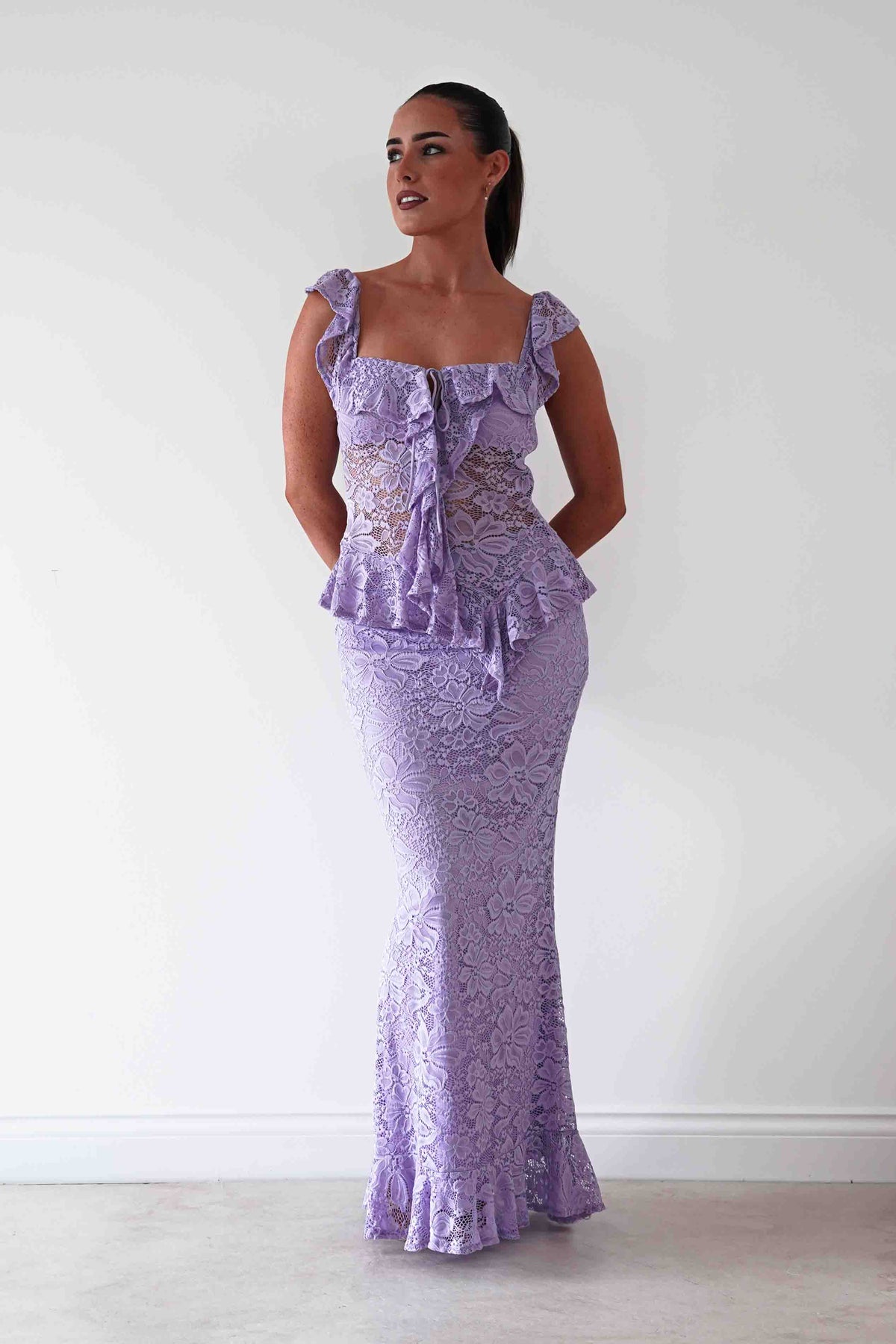 Hailey Lace Top and Skirt Set | Lilac-Oh Hello Clothing