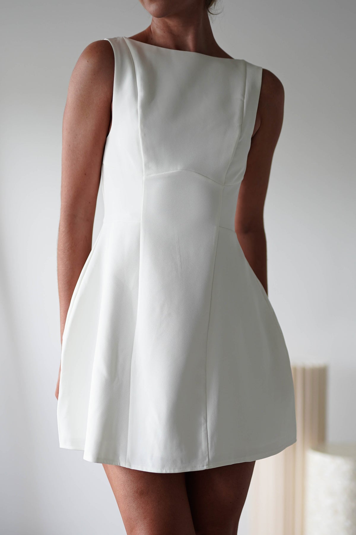 Hannah Structured Mini Dress | White-Oh Hello Clothing