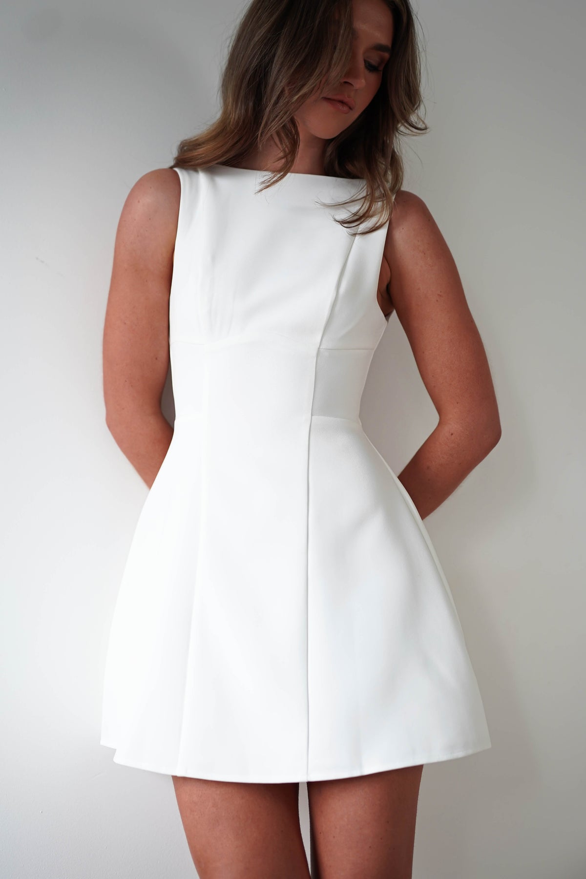 Hannah Structured Mini Dress | White-Oh Hello Clothing
