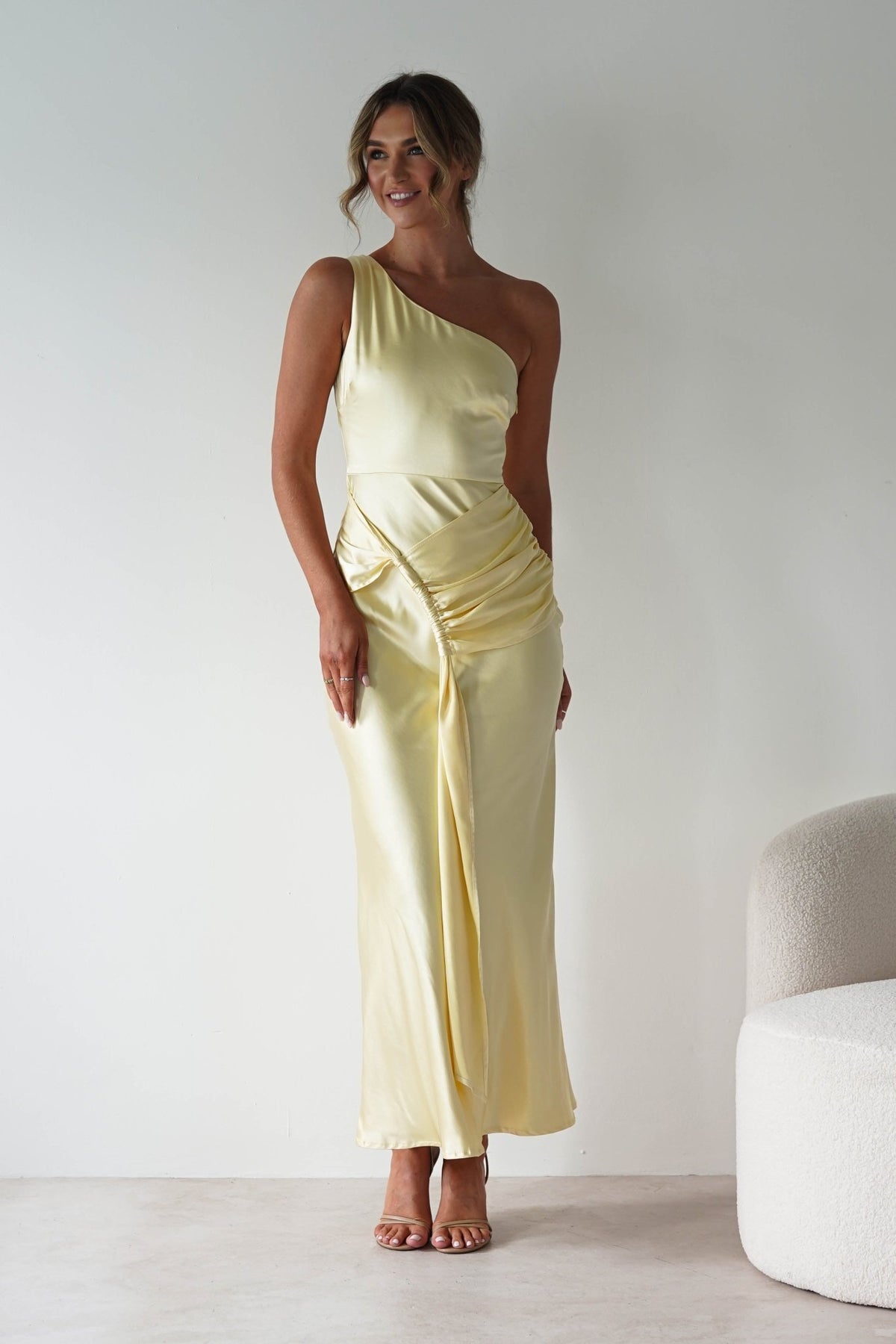 Harissa Soft Satin Maxi Dress | Yellow-Oh Hello Clothing