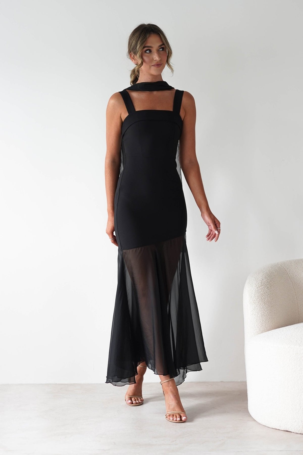 Harmony Square Neck Bodycon Maxi Dress | Black-Oh Hello Clothing