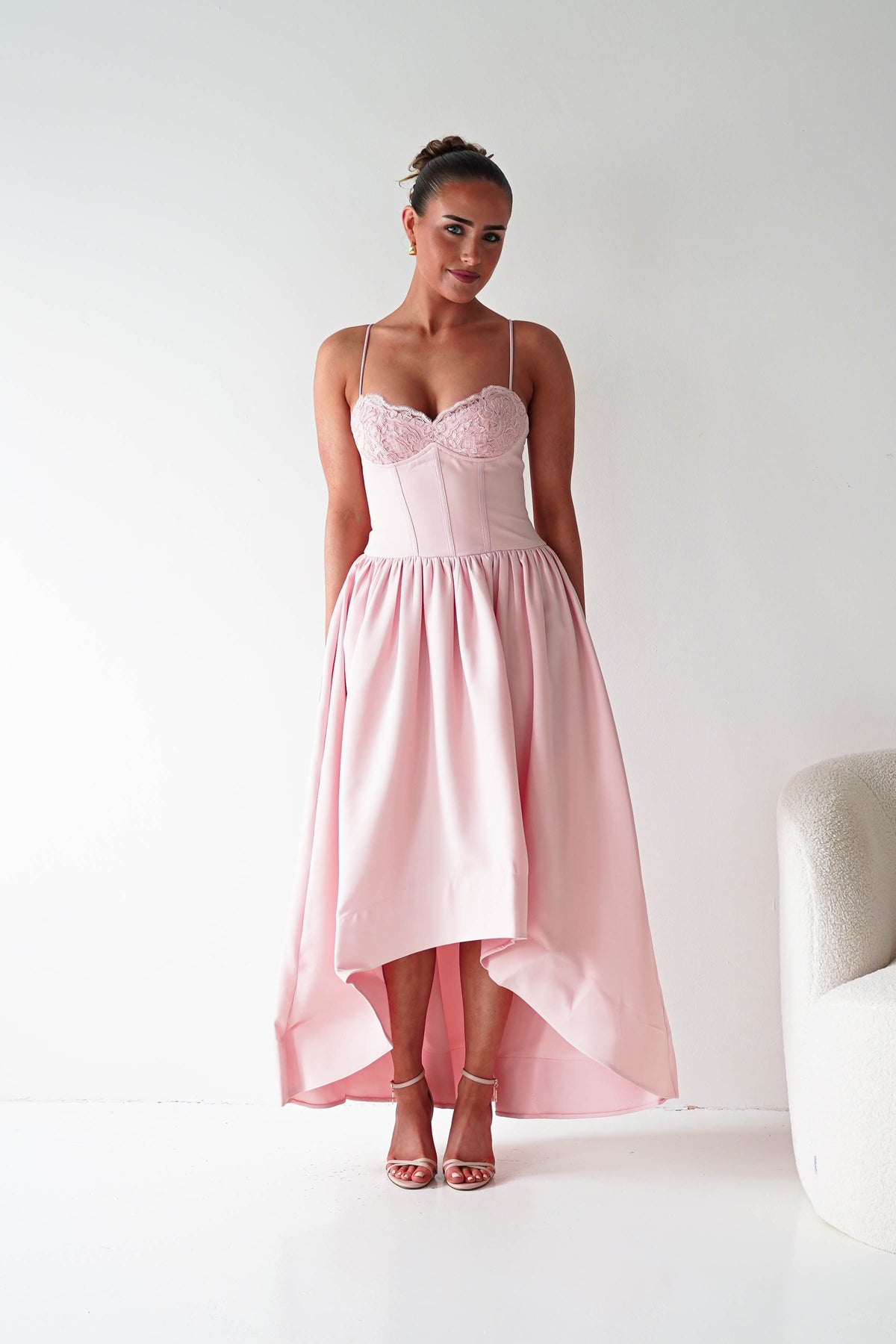 Hartley Lace Corset Midi Dress | Blush-Oh Hello Clothing