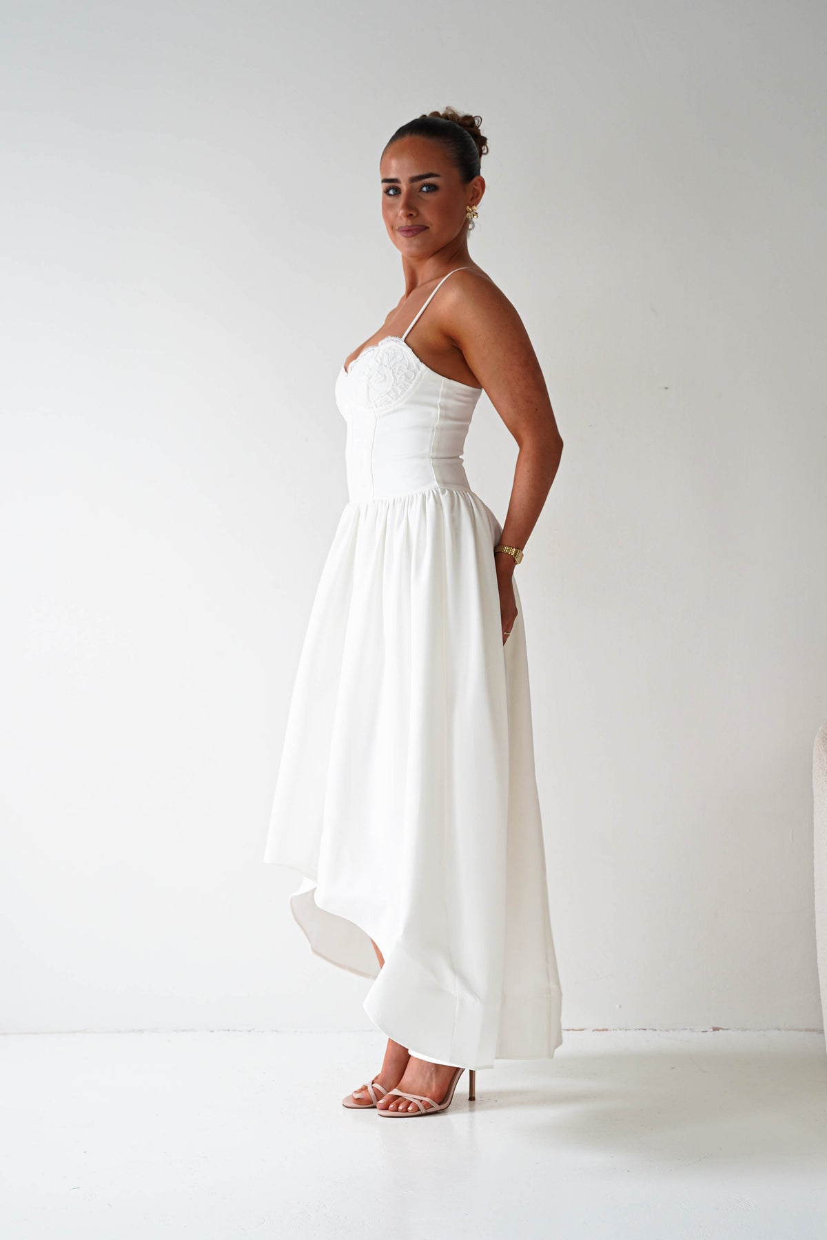 Hartley Lace Corset Midi Dress | White-Oh Hello Clothing