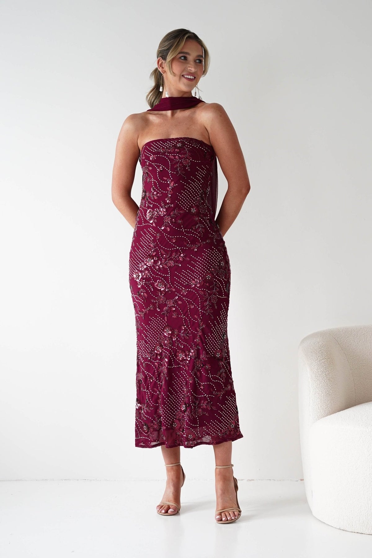 Hayleigh Beaded Strapless Maxi Dress | Wine-Oh Hello Clothing
