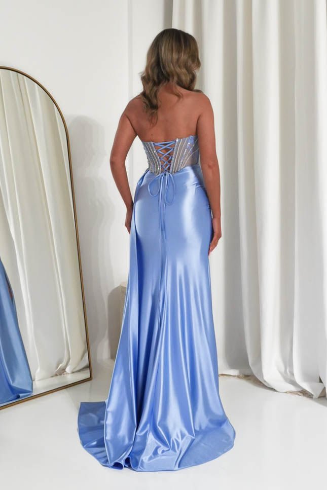 Hazelle Crystal Embellished Corset Gown | Blue-Oh Hello Clothing