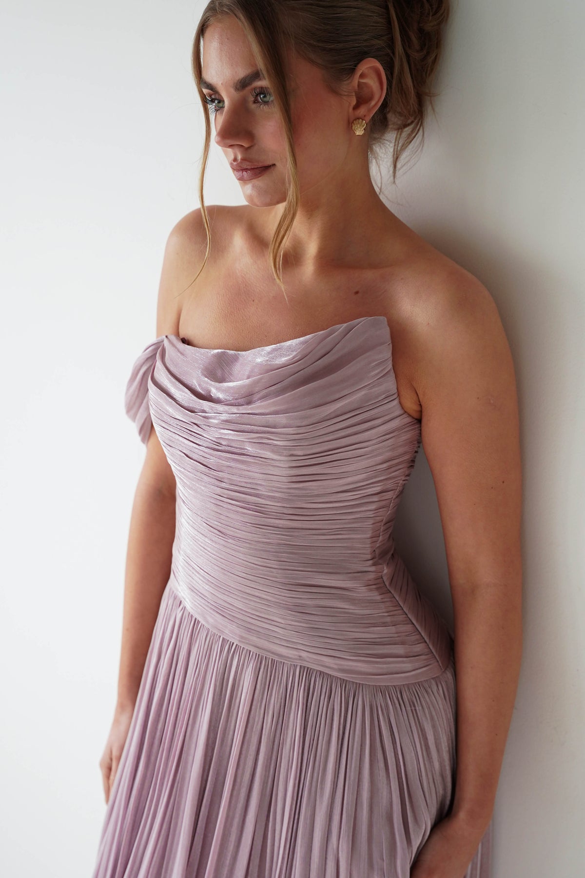 Hepburn One-Shoulder Pleated Maxi Dress | Mauve-Oh Hello Clothing