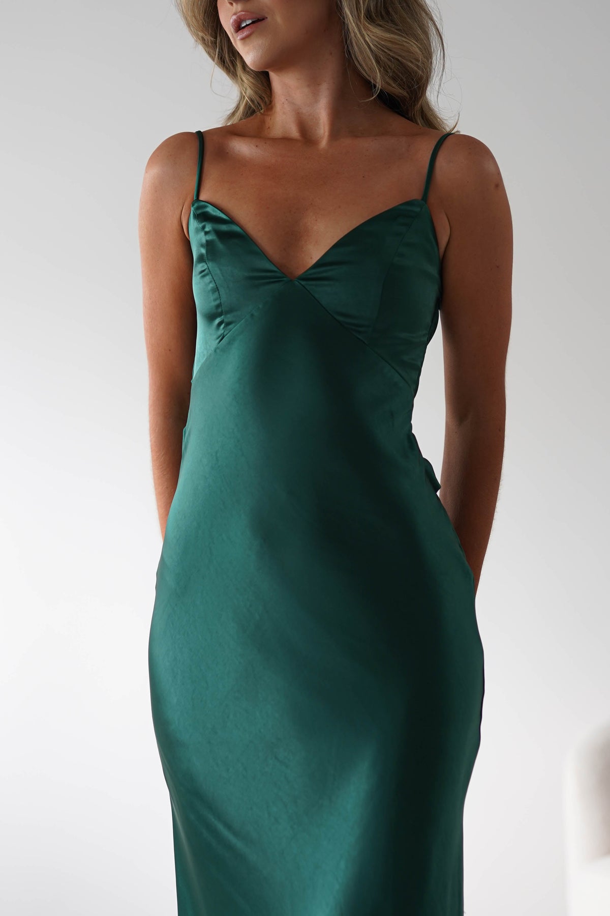 Hermie Silky Satin Maxi Dress | Forest Green-Oh Hello Clothing