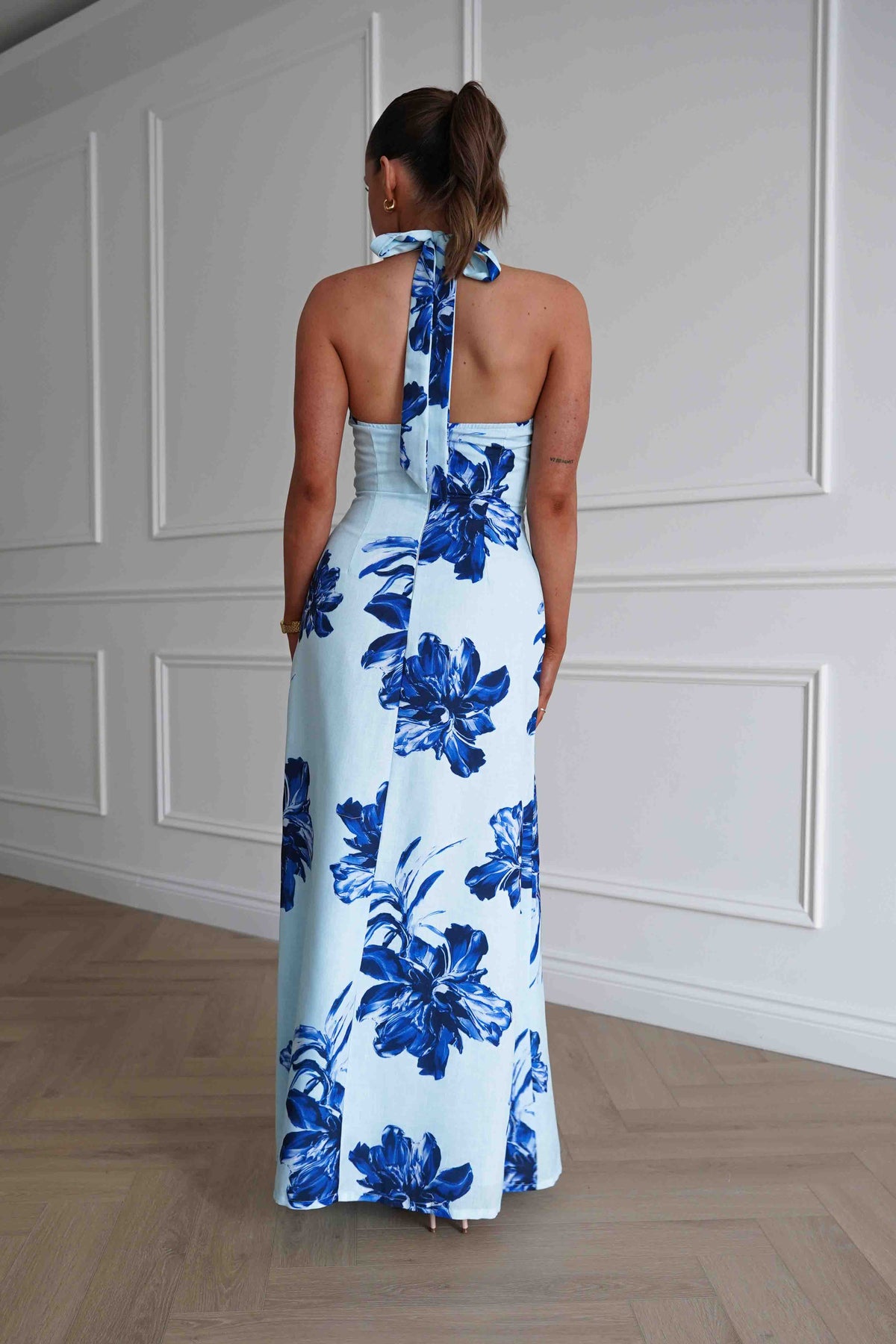 Hinata Woven Floral Maxi Dress | Blue-Oh Hello Clothing