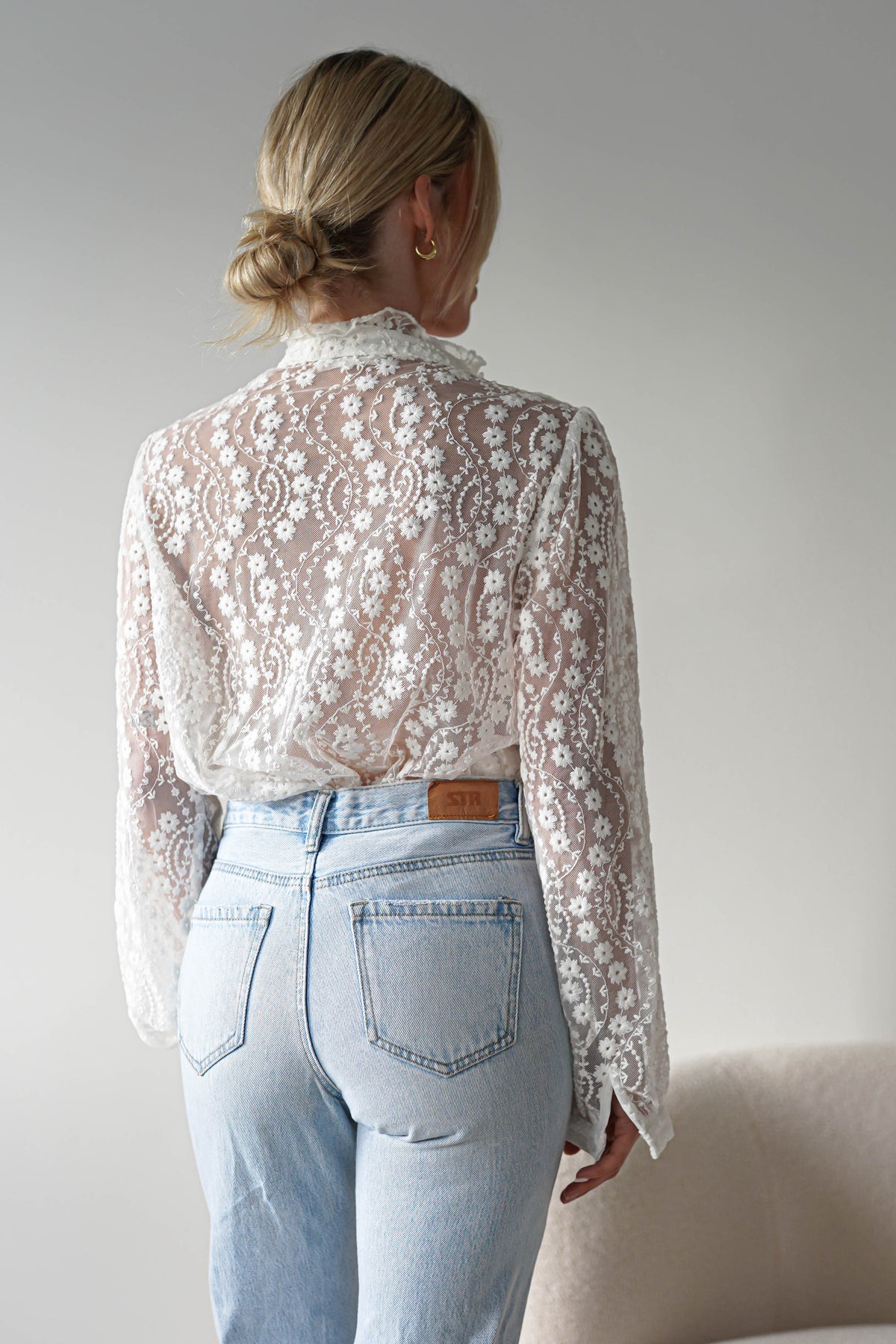 Indiana Lace Shirt Blouse | Ivory-Oh Hello Clothing