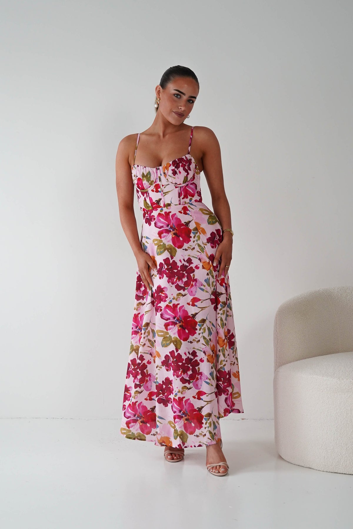 Indie Floral Print Maxi Dress | Pink Print-Oh Hello Clothing