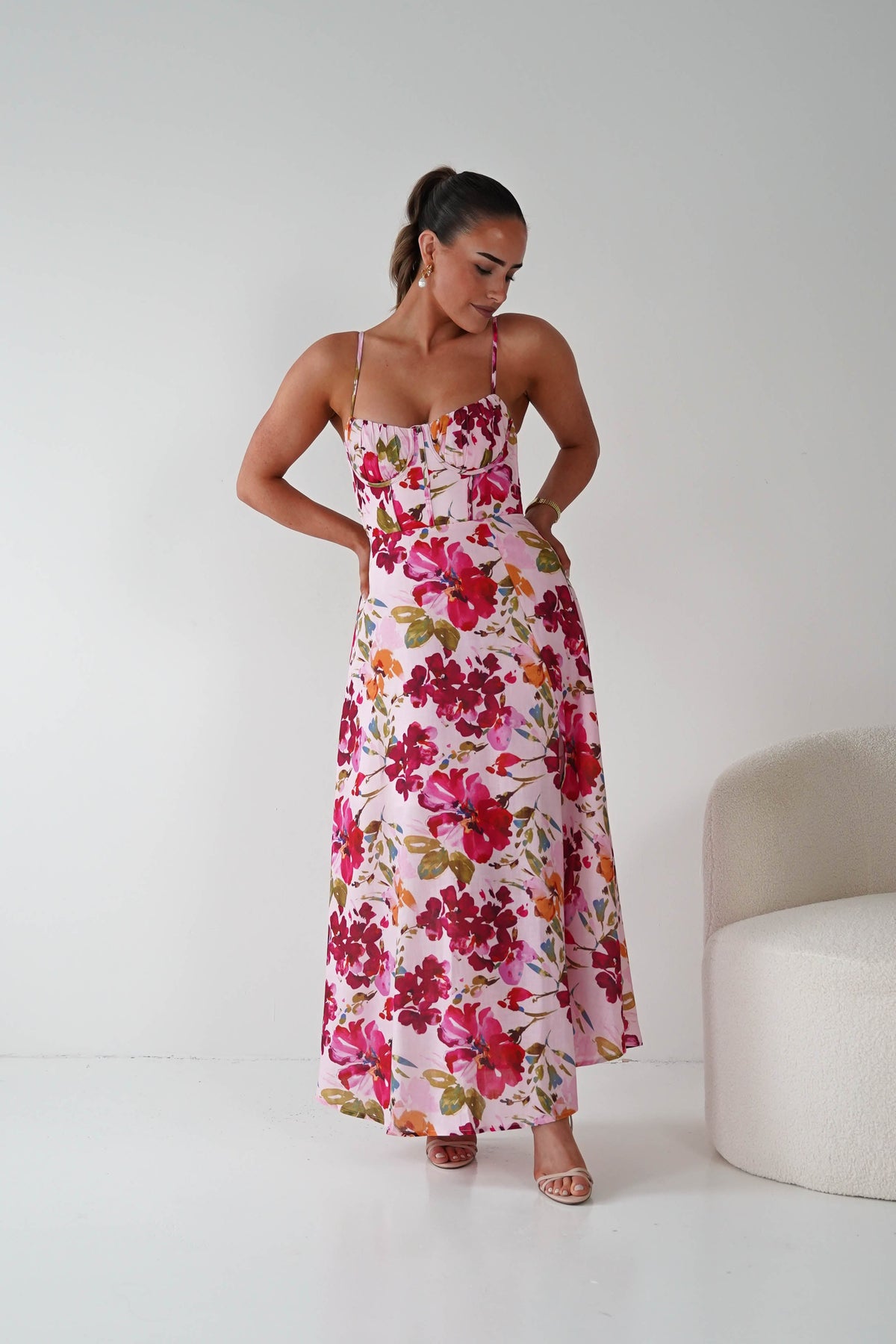Indie Floral Print Maxi Dress | Pink Print-Oh Hello Clothing