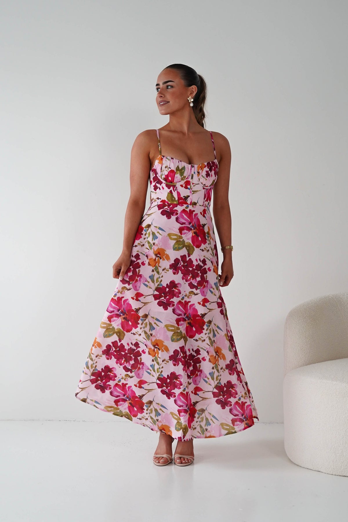 Indie Floral Print Maxi Dress | Pink Print-Oh Hello Clothing
