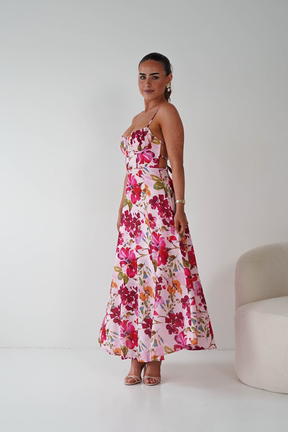 Indie Floral Print Maxi Dress | Pink Print-Oh Hello Clothing