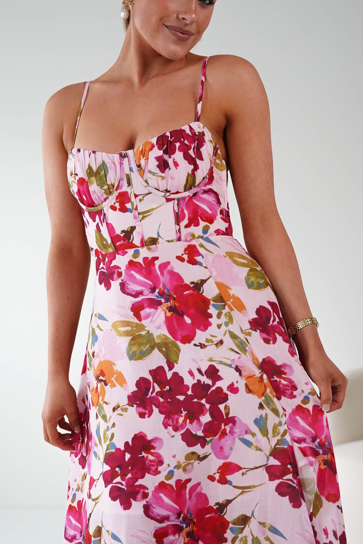 Indie Floral Print Maxi Dress | Pink Print-Oh Hello Clothing