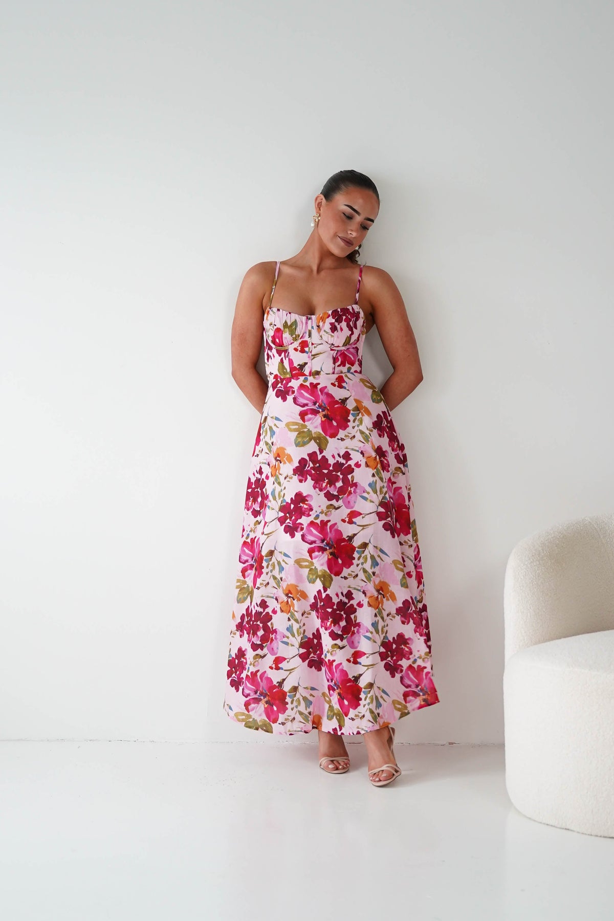 Indie Floral Print Maxi Dress | Pink Print-Oh Hello Clothing