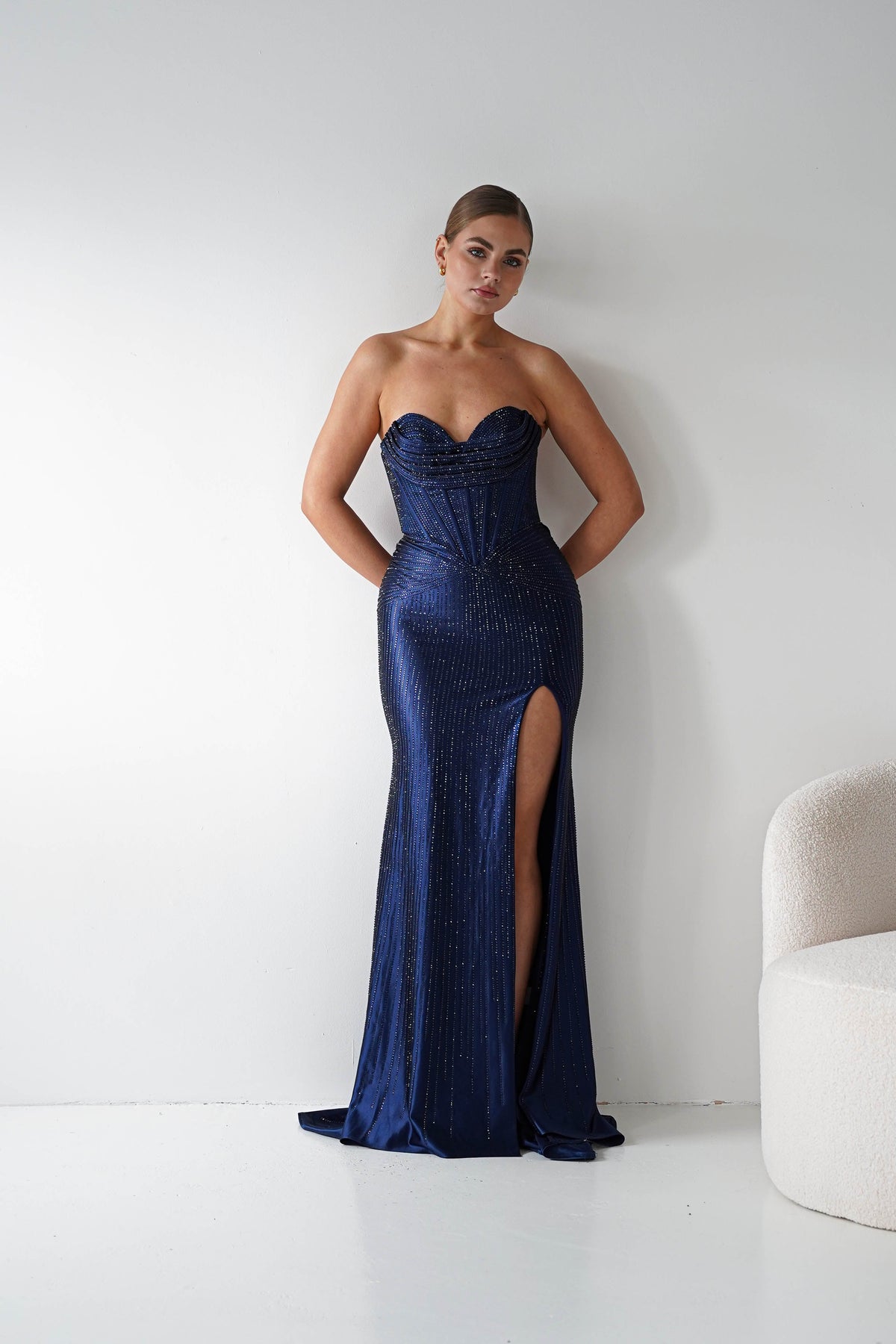 Iris Beaded Strapless Sweetheart Gown | Navy-Oh Hello Clothing