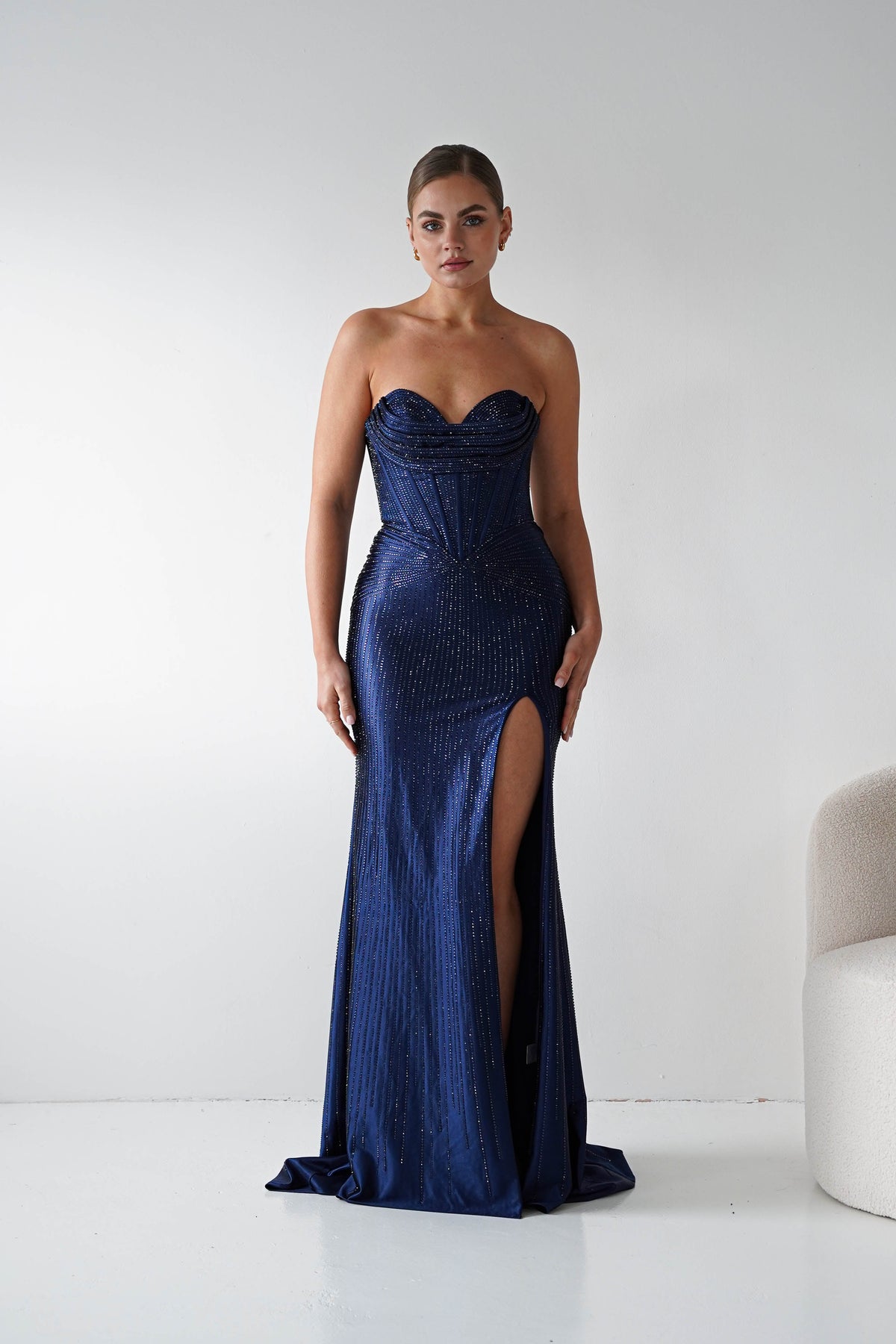 Iris Beaded Strapless Sweetheart Gown | Navy-Oh Hello Clothing