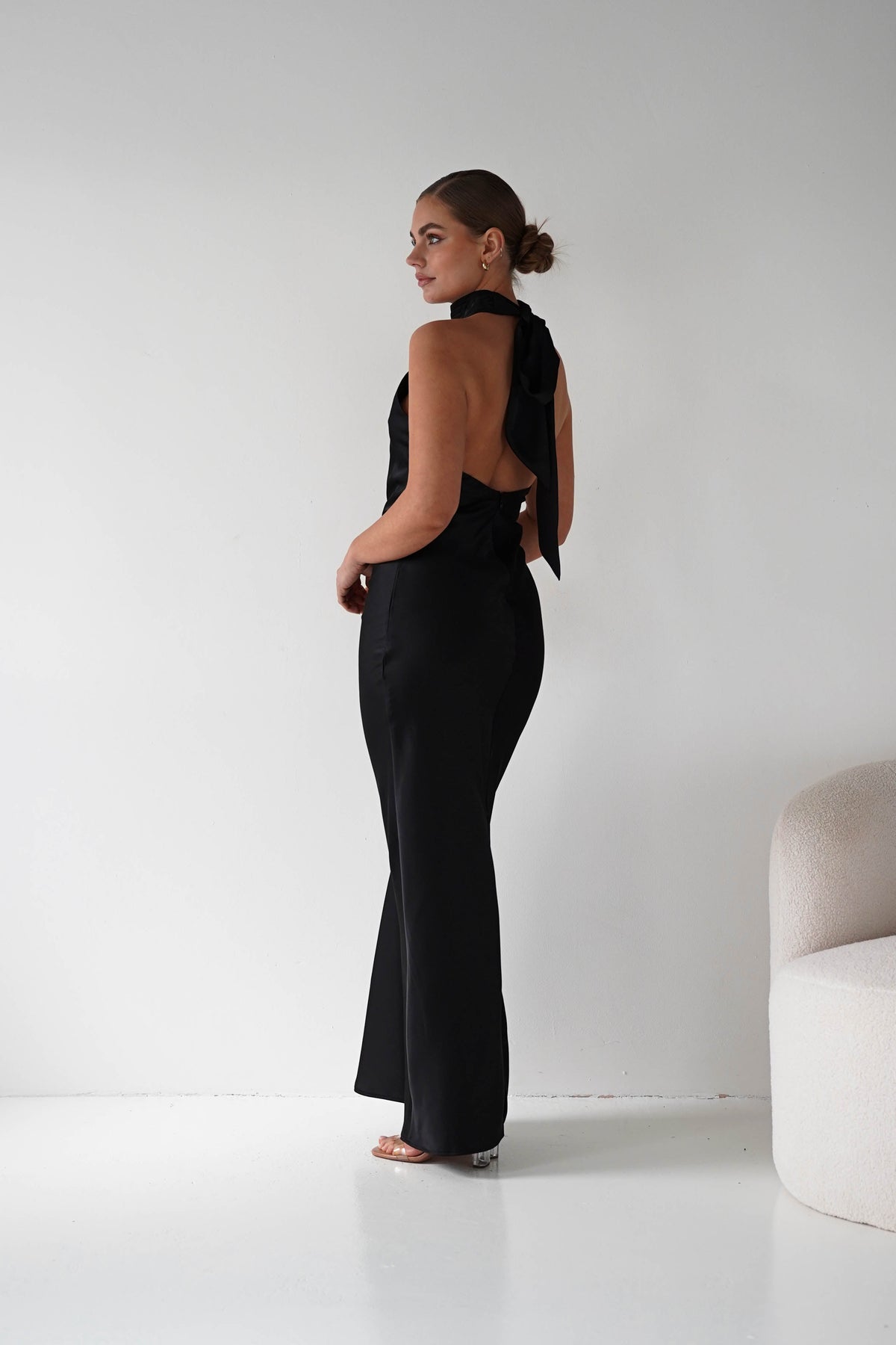 Isla Halterneck Maxi Slip Dress | Black-Oh Hello Clothing