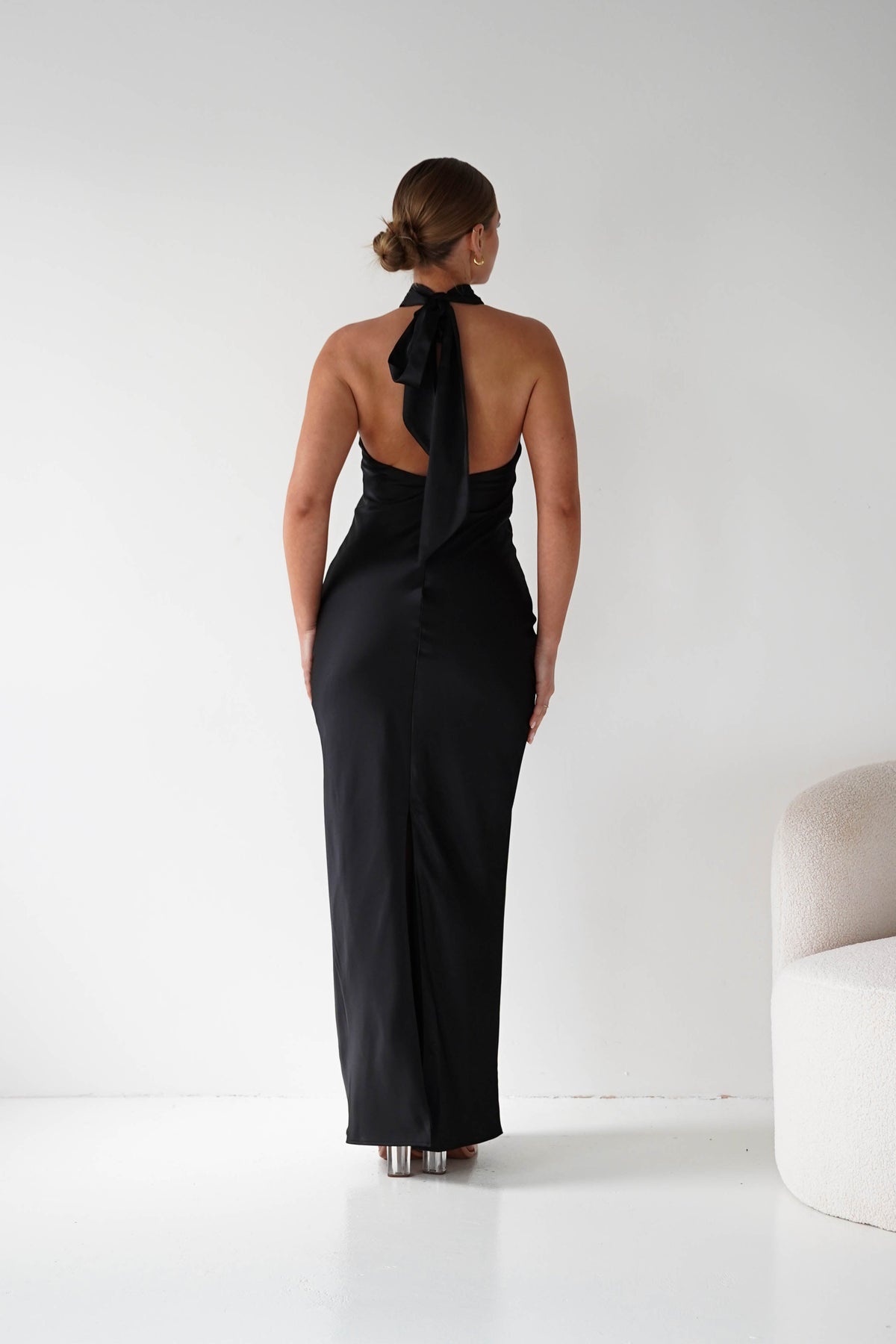 Isla Halterneck Maxi Slip Dress | Black-Oh Hello Clothing