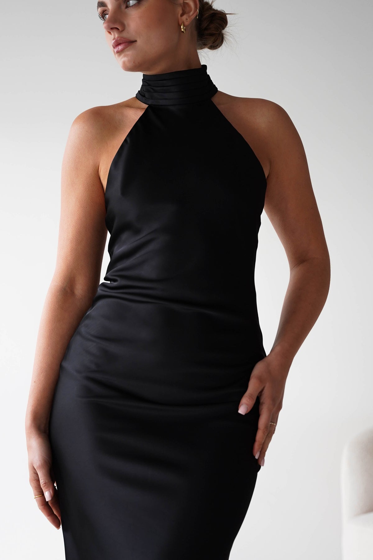 Isla Halterneck Maxi Slip Dress | Black-Oh Hello Clothing