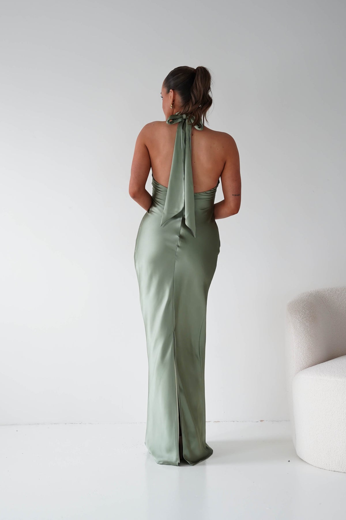 Isla Halterneck Maxi Slip Dress | Olive-Oh Hello Clothing