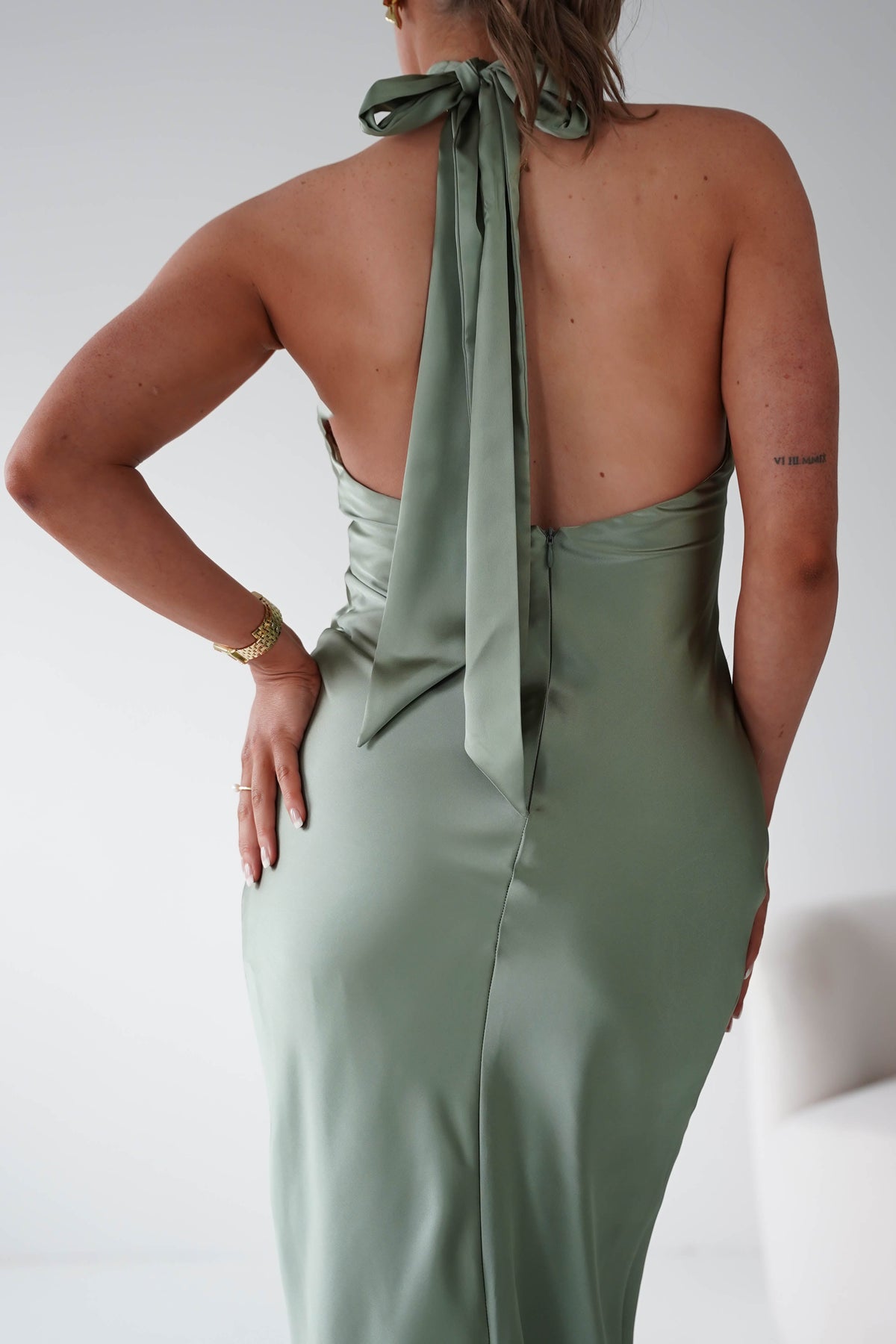 Isla Halterneck Maxi Slip Dress | Olive-Oh Hello Clothing