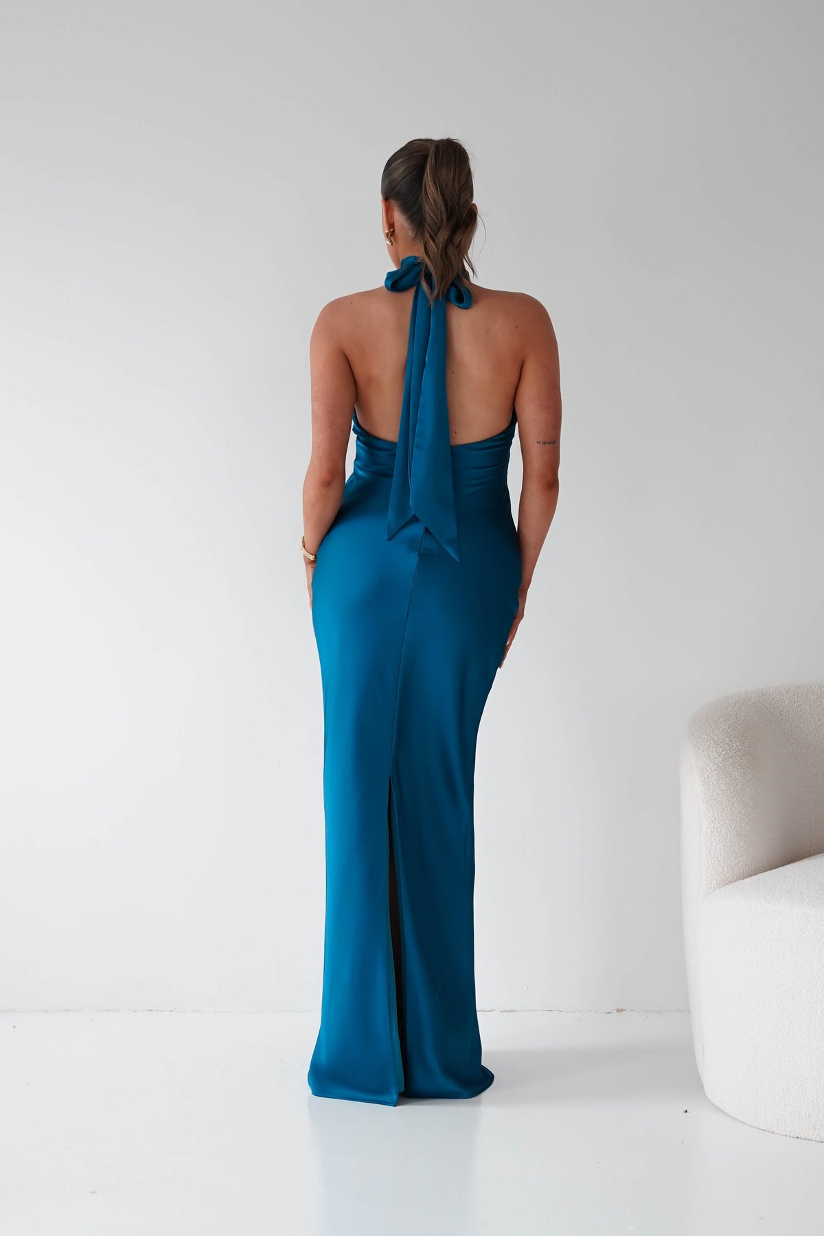 Isla Halterneck Maxi Slip Dress | Teal-Oh Hello Clothing