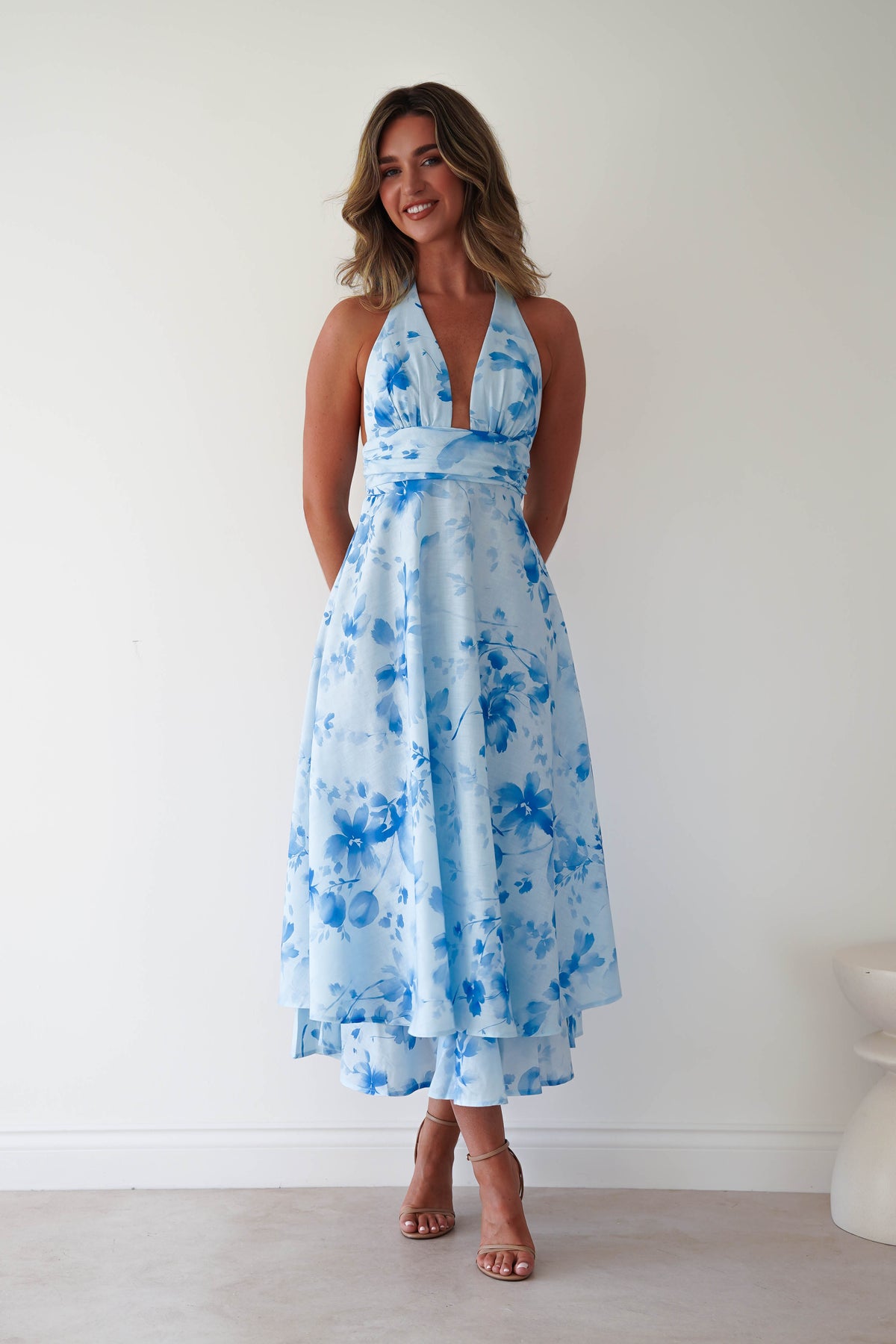 Izira Floral Print Midaxi Dress | Blue-Oh Hello Clothing