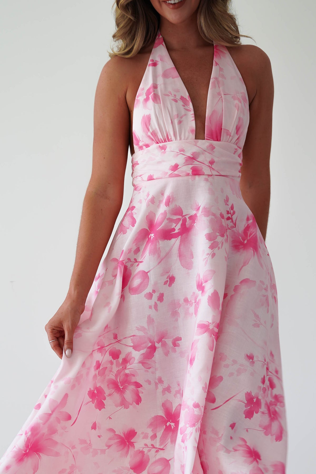 Izira Floral Print Midaxi Dress | Pink-Oh Hello Clothing