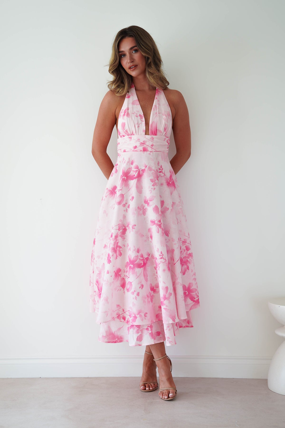 Izira Floral Print Midaxi Dress | Pink-Oh Hello Clothing