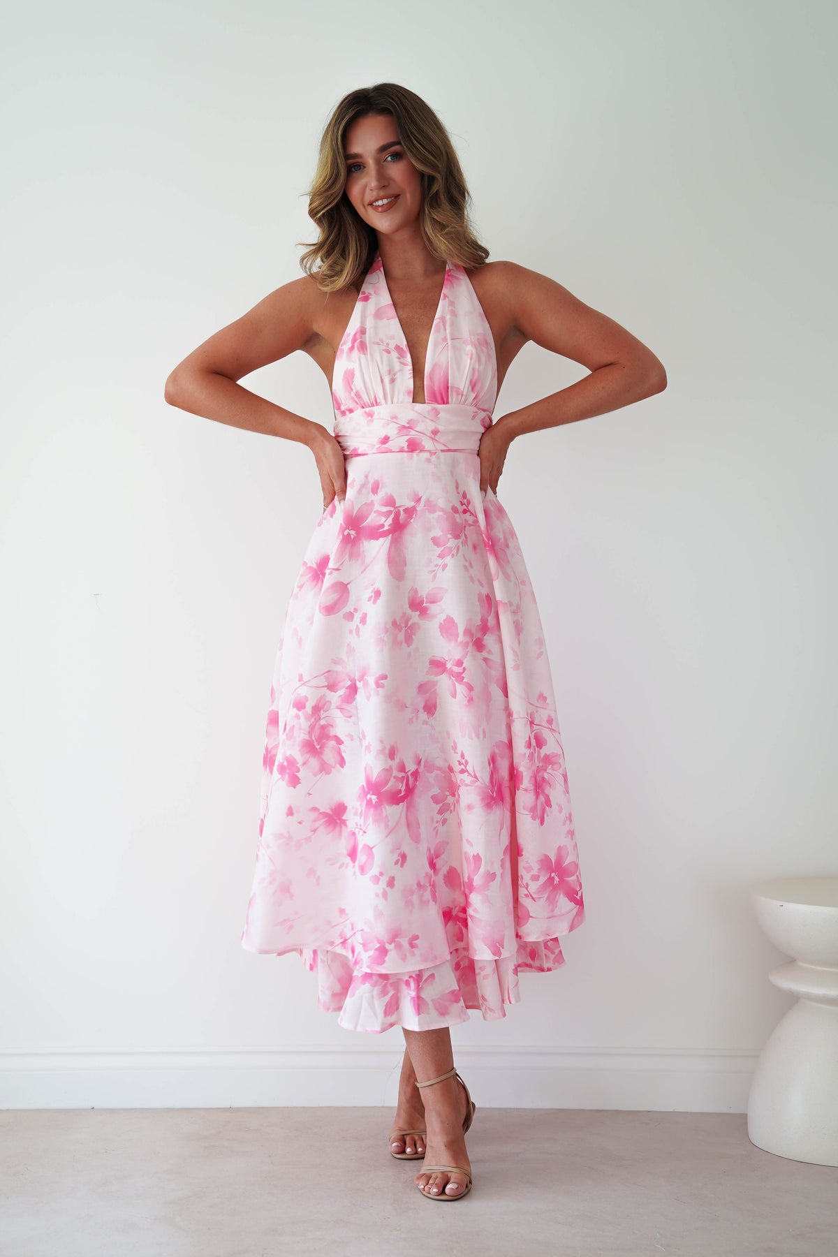 Izira Floral Print Midaxi Dress | Pink-Oh Hello Clothing