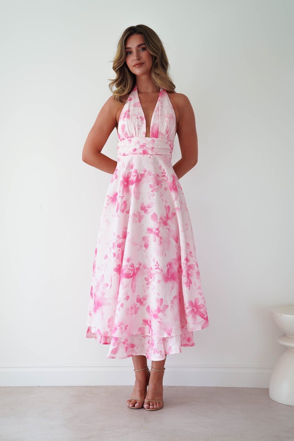 Izira Floral Print Midaxi Dress | Pink-Oh Hello Clothing