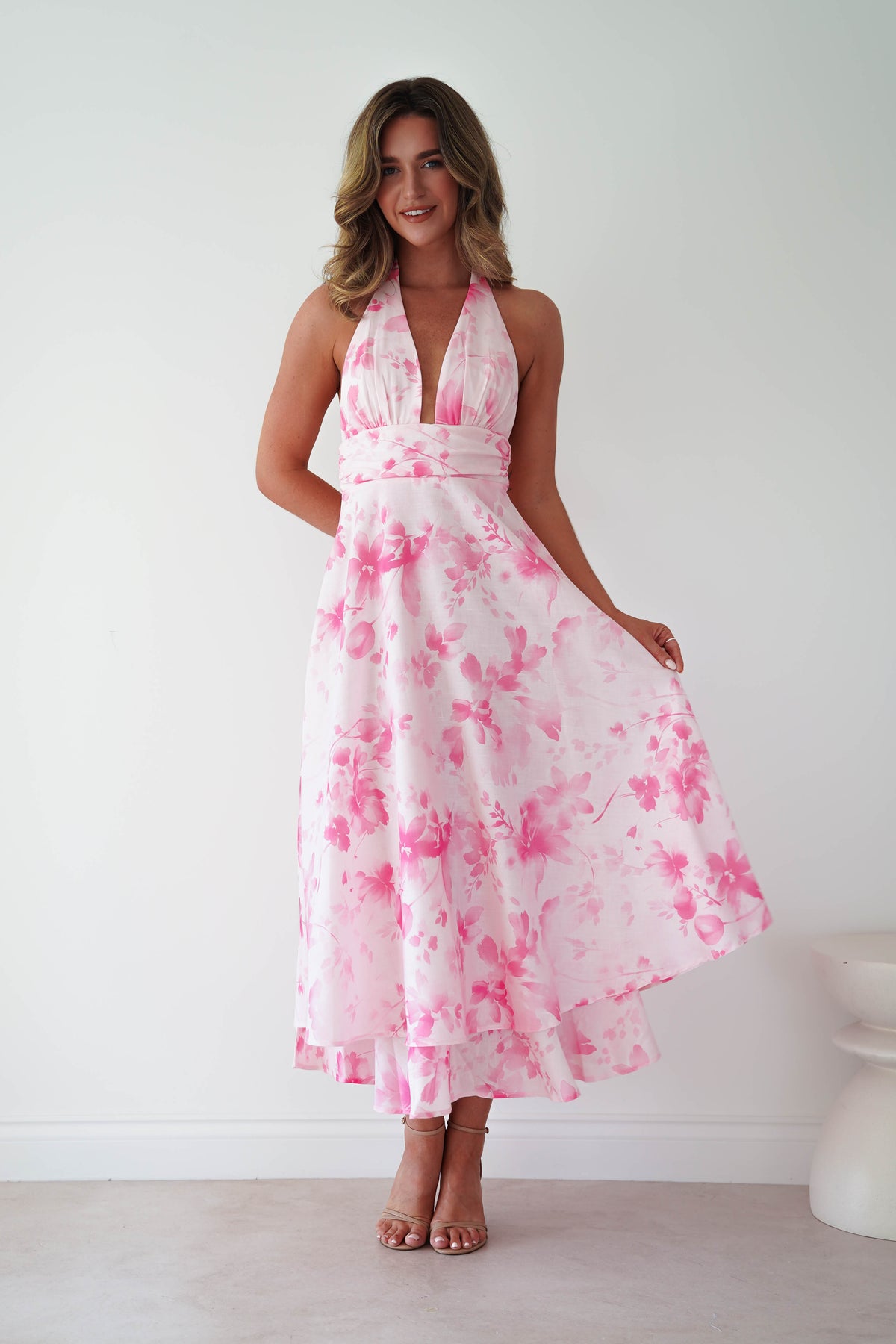 Izira Floral Print Midaxi Dress | Pink-Oh Hello Clothing