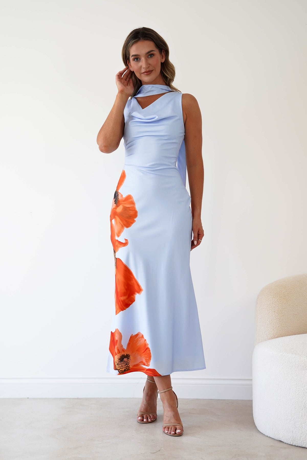 Jazlyn Satin Cowl Front Maxi Dress | Blue-Oh Hello Clothing