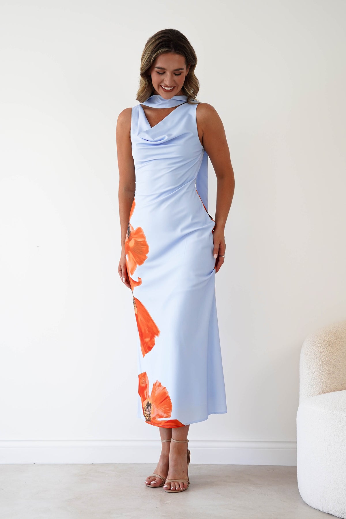 Jazlyn Satin Cowl Front Maxi Dress | Blue-Oh Hello Clothing