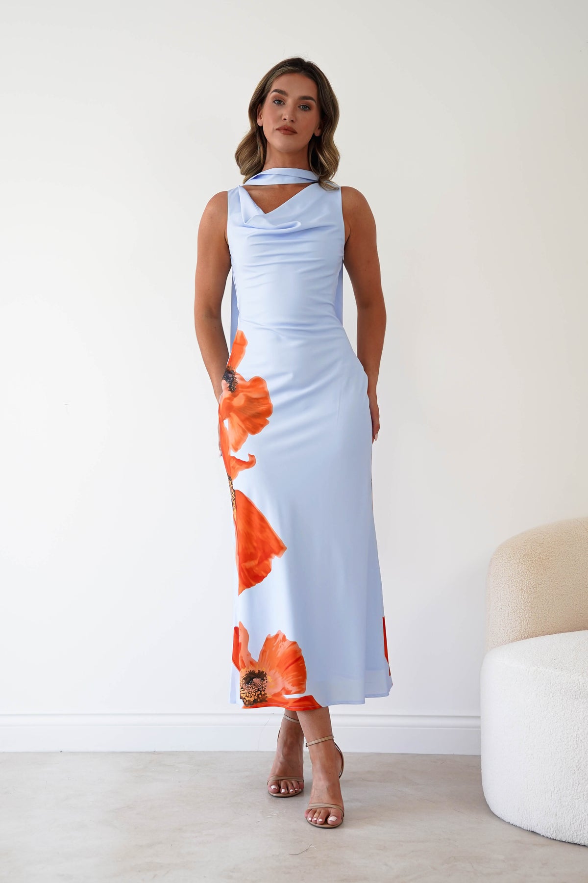 Jazlyn Satin Cowl Front Maxi Dress | Blue-Oh Hello Clothing