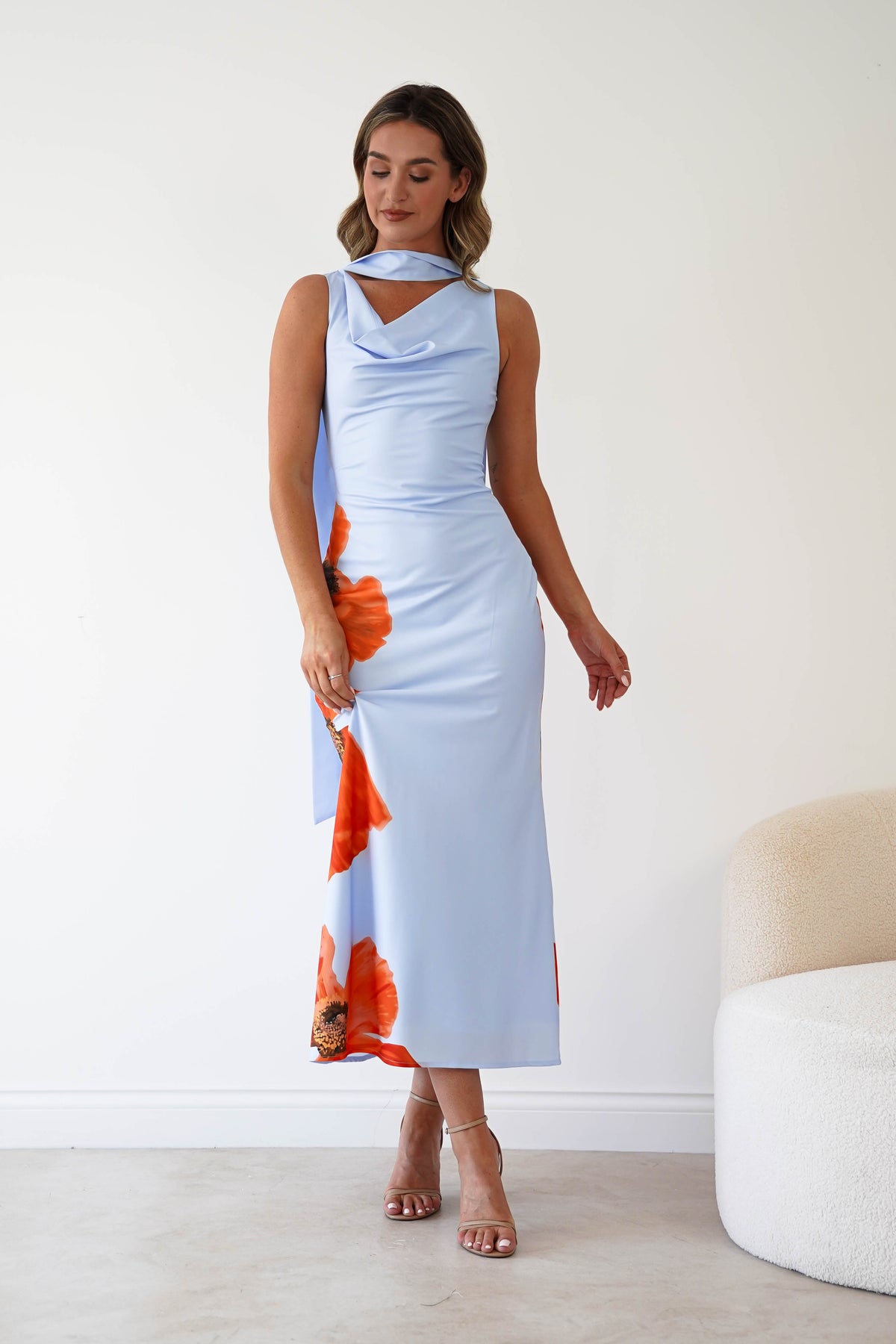 Jazlyn Satin Cowl Front Maxi Dress | Blue-Oh Hello Clothing
