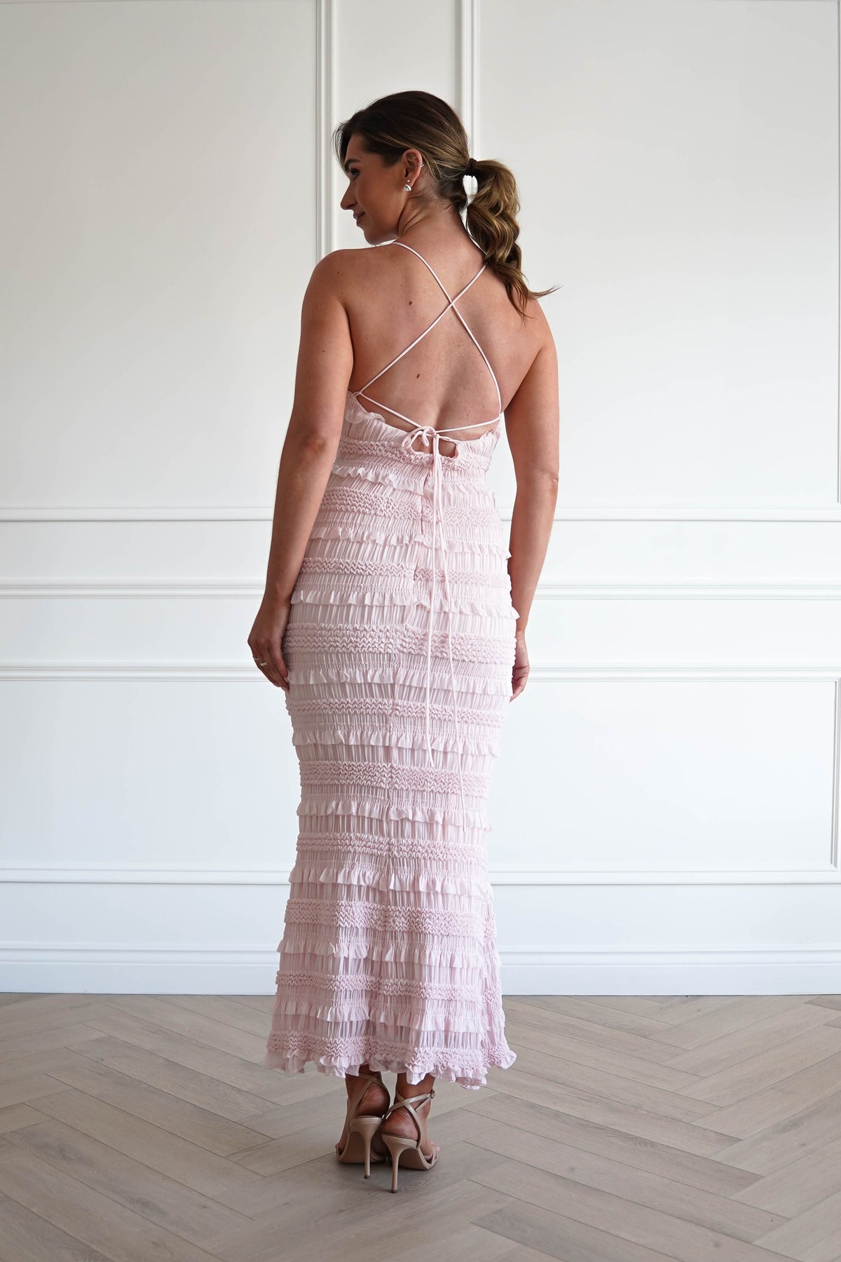 Jen Ruffle Bodycon Maxi Dress | Pink-Oh Hello Clothing