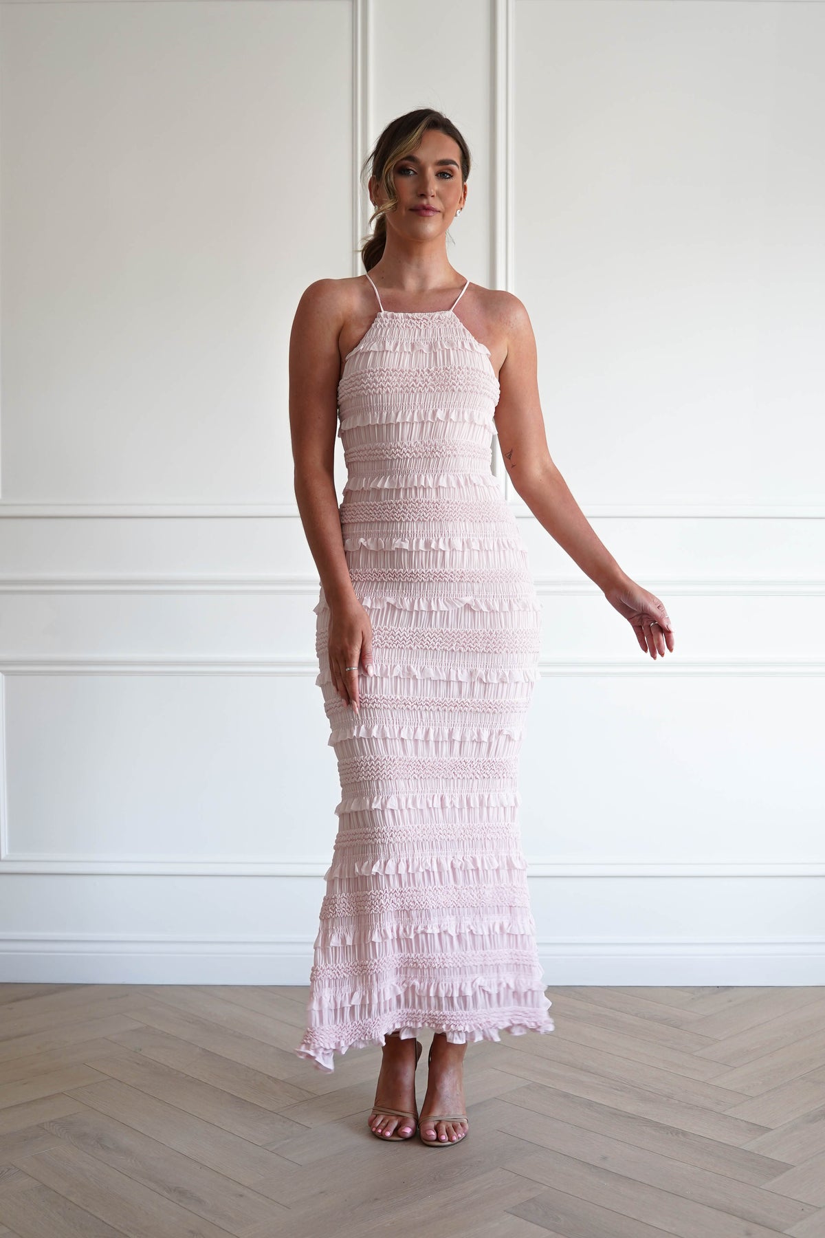 Jen Ruffle Bodycon Maxi Dress | Pink-Oh Hello Clothing