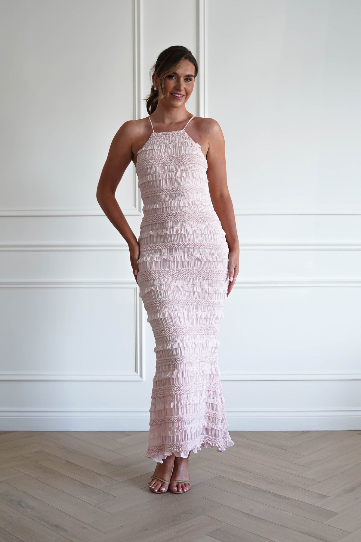 Jen Ruffle Bodycon Maxi Dress | Pink-Oh Hello Clothing