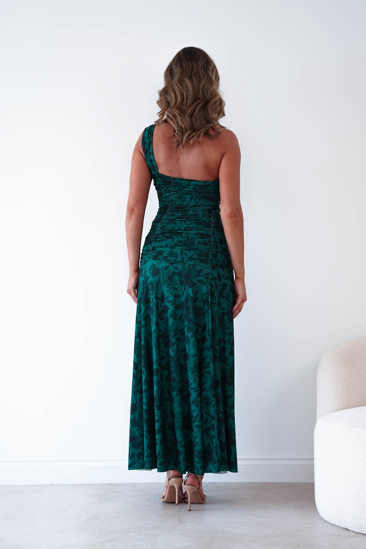 Jessie Floral Print Ruched Maxi Dress | Green-Oh Hello Clothing