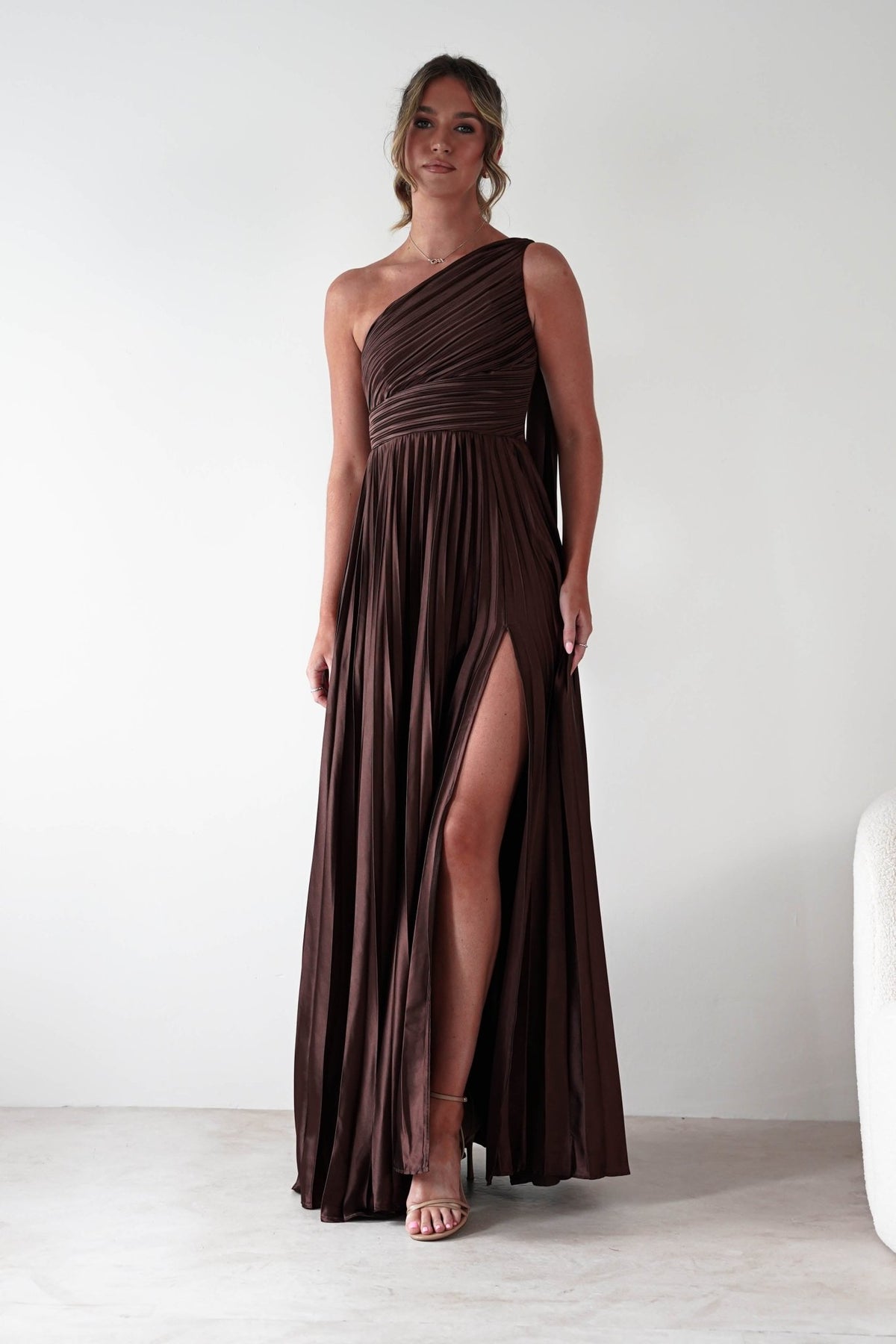 Jianna Peated Maxi Dress | Brown-Oh Hello Clothing