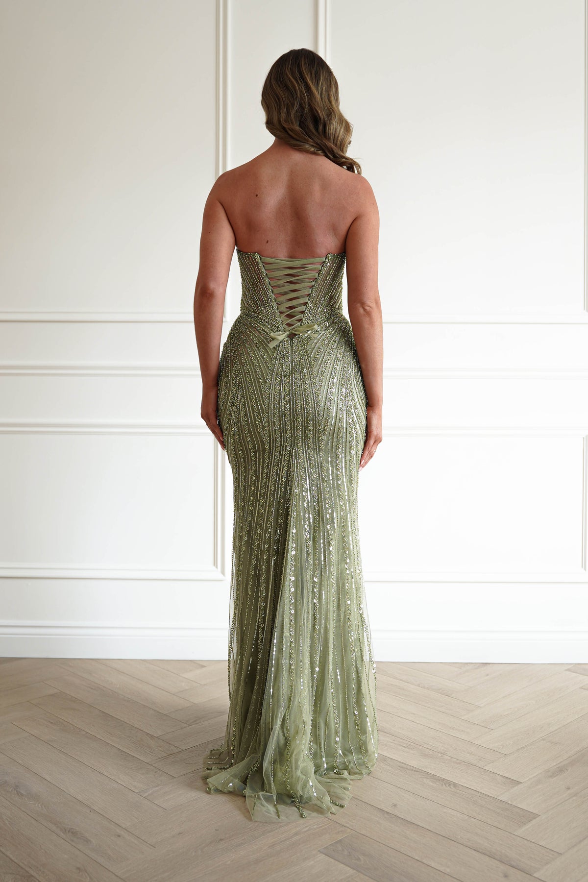 Jordia Beaded Corset Maxi Gown | Greenery-Oh Hello Clothing
