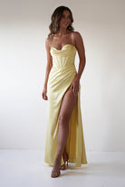 Julianne Corset Satin Gown | Yellow | Debs & Prom | Formal Gown | Oh Hello Clothing