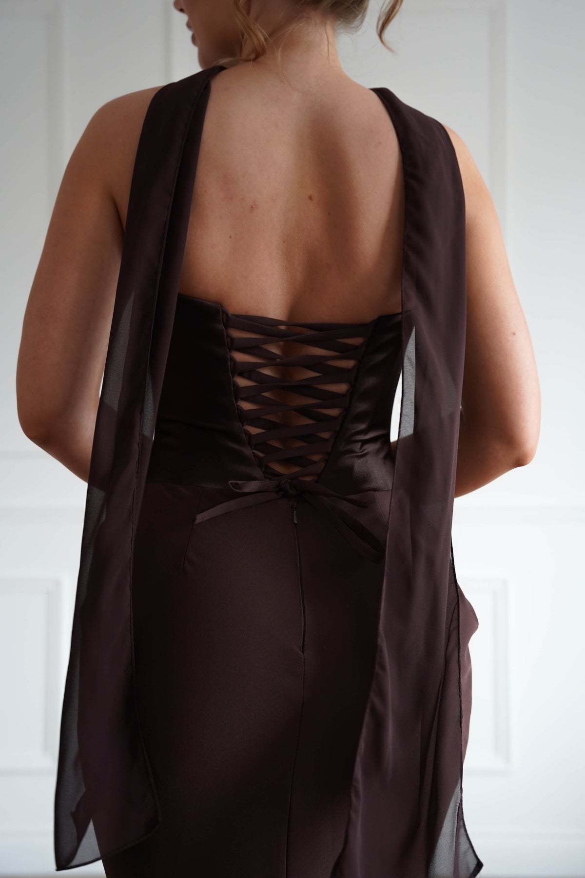 Kailani Strapless Ruched Maxi Dress | Brown-Oh Hello Clothing