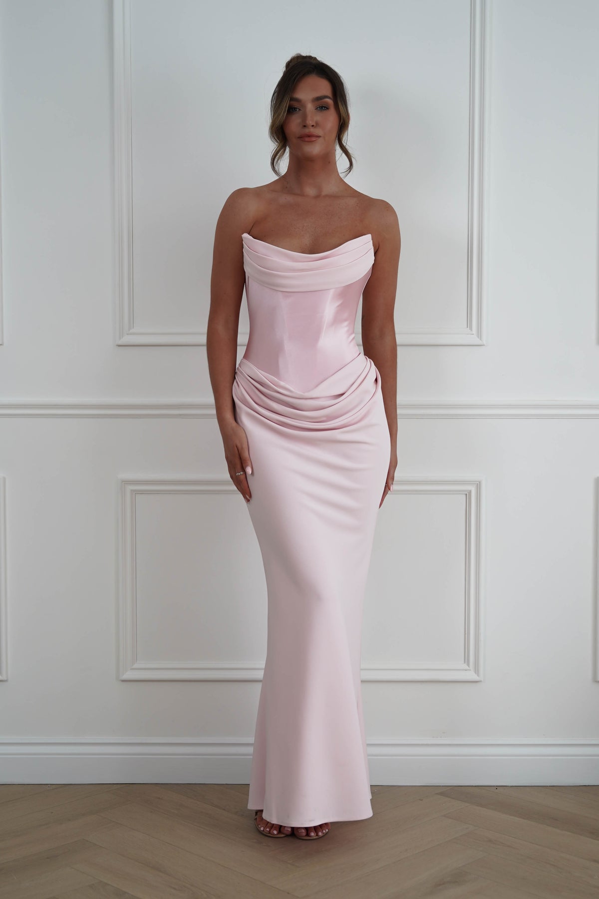 Kailani Strapless Ruched Maxi Dress | Pink-Oh Hello Clothing