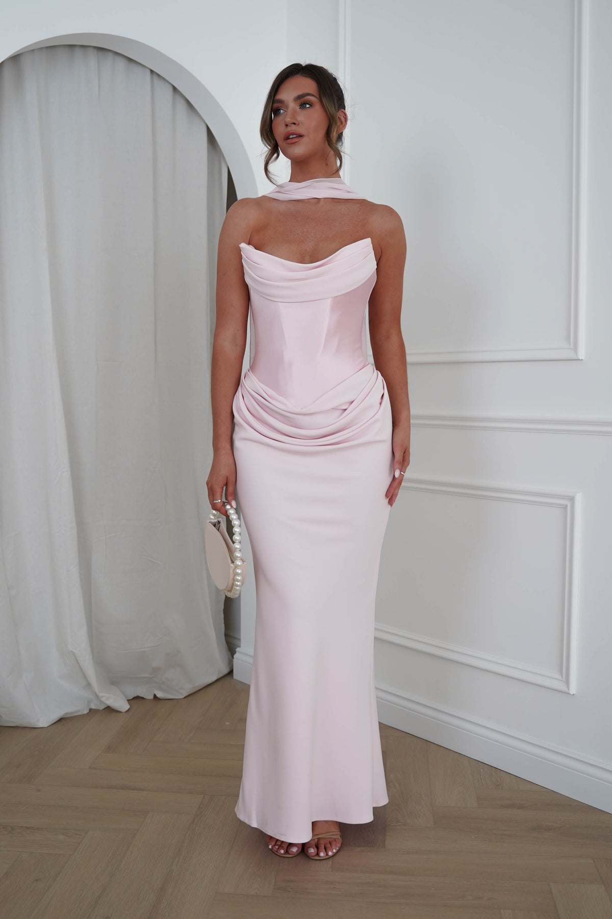 Kailani Strapless Ruched Maxi Dress | Pink-Oh Hello Clothing