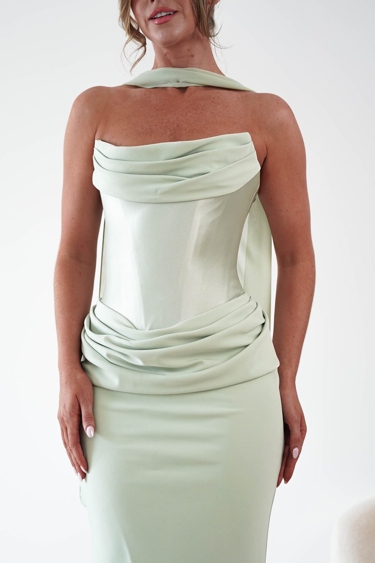 Kailani Strapless Ruched Maxi Dress | Sage-Oh Hello Clothing