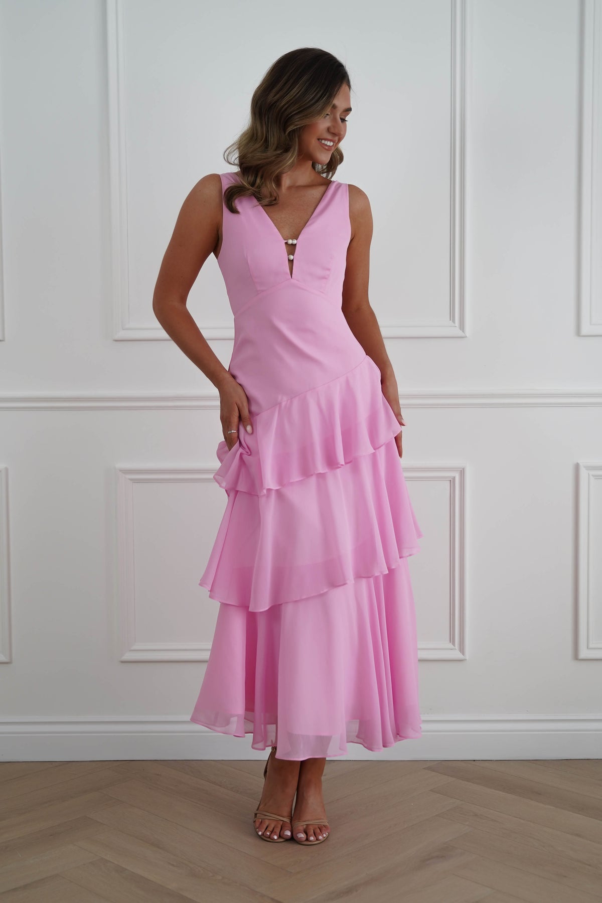 Karey Tiered Maxi Dress | Pink-Oh Hello Clothing